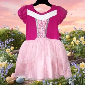 Disney Princess Aurora Sleeping Beauty Pink Tutu Tulle Dress Costume S 6-6x NWT